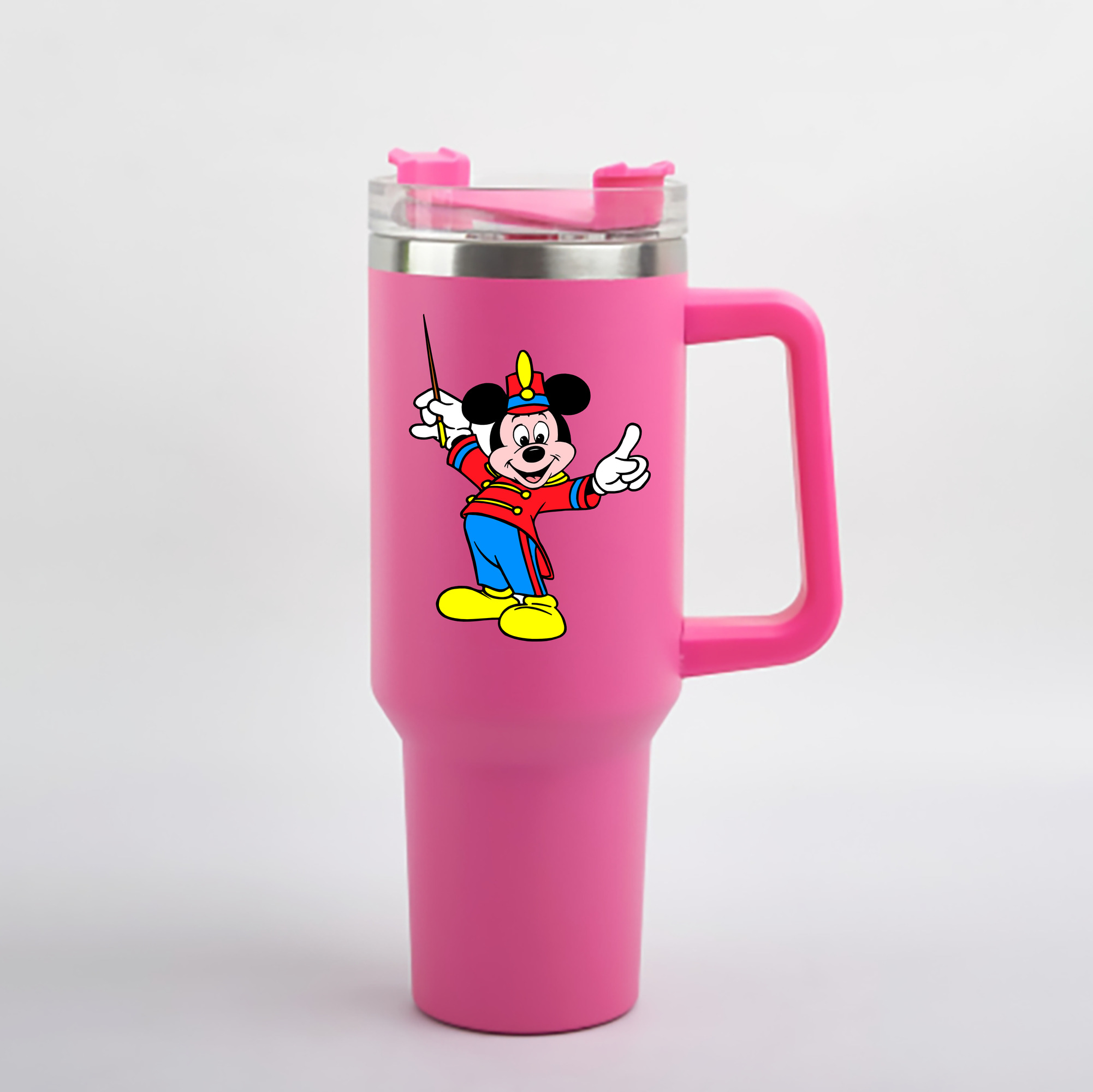 （画像用） ミッキーマウス Mickey Mouse 1200mL車用タンブラー - クリスタルステッカー（プラスチックストロー付き）